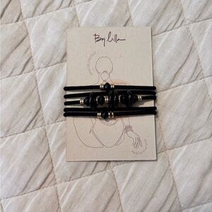 By Lilla set of 5 Black and Gold Beaded Hair Ties